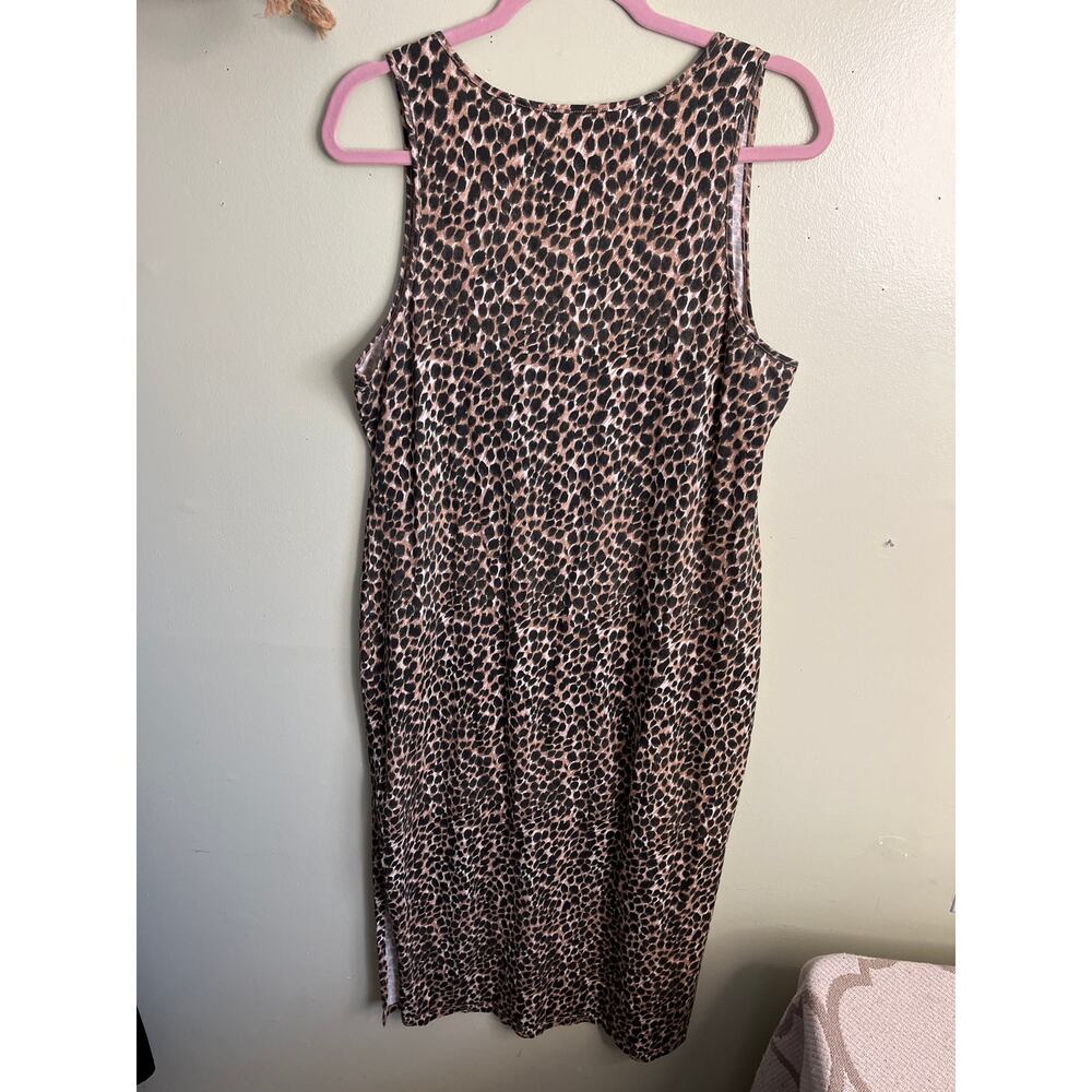 J. Crew Animal-print sleeveless knit midi side slits popover dress , size large - Picture 10 of 10